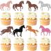 Rsstarxi 24 Pack Horse Cupcake Toppers Horse Cake Decoration Animal Horse Cupcake Picks for Horse Racing Party Equestrian Themed Birthday Baby Shower Party Decorations Multi