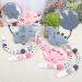 Personalized Stegosaurus Grey Teether Stroller Clip with Name | Custom Baby Toy Holder - Buy Online on SooperMarket.com