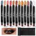 12 PCS Eyeshadow Stick Sets with Smudge Proof Eyeshadow Primer Base, Waterproof Glitter Eyeshadow Pen with Soft Brush, Cream Eye Shadow Stick Makeup, Shimmer and Matte Eyeshadow Pencil Crayon COLOR 1
