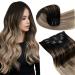 Laavoo clip in Extensions real hair black ombre hair extension clip in real hair balayage brown blond 35cm invisible real hair clip extensions smooth #1b/8/22 7PCs 105g 35cm-105g 4.6 #1b/8/22