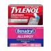 Benadryl Ultratabs Antihistamine Allergy Relief Tablets with 25 mg Diphenhydramine HCl 100 ct and Tylenol Extra Strength Pain Reliever Rapid Release Gels with 500 mg Acetaminophen 100 ct