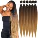 Xusuperb Pre Stretched Braiding Hair Ombre Brown 30 inch Long Easy Braids Extensions 6 Packs Knotless Aheaded Braid Hair Soft Kanecalon Kunsthaar Yaki Lichen Hair extensions (T1B/30/27#) 76 cm (6 Pack) T1b/30/27#