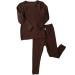 DreamBuy 20 Colours Ribbed Pyjama/Tracksuit/Loungewear Unisex Boys And Girls Pyjamas Baby Clothes Pyjamas For Women And Mens Pyjamas 1-2 Years Chocolate