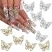 10Pcs Shiny Alloy Butterfly Nail Charms Metal Butterfly Nail Gems Nail Rhinestones 3D Gold Silver Nail Charm Nail Jewelry Butterfly Charms for Women Girls DIY Acrylic Nail Manicure Decorations A-2