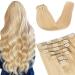 Vlasy Clip in Hair Extensions Human Hair Seamless Hair Extensions Clip in Real Human Hair 7 Pieces Straight Natural Thick Weft Human Hair Clip in Extensions for Women 613# 20 Inch(90 g) 20 Inch (90 g) 613# Light Golden Blonde