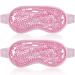 Cooling Eye Mask Gel Eye Mask 2 Pack Sleeping Mask with Plush Backing for Headache Puffiness Migraine Stress Relief 2 Eye Mask - Pink