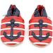 Dotty Fish Soft Leather Toddler Shoes for Boys | Non-Slip Suede Soles | Red Anchors | 2-3 Years - Buy Online on SooperMarket.com