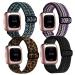 BOTNUW 4 Pack Elastic Bands Compatible with Fitbit Versa 2 /Versa /Versa SE/Versa Lite Wristbands Fitness Smart Watch, Soft Loop Nylon Adjustable Stretchy Replacement Straps for Women Men Boho Green & Colorful & Leopard & …