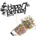 Cakeshop Cake Decoration Pack | Scooter Birthday Theme Premium Double Sided Glitter Card Cake Topper Sign & 25g Party Pack of Cake Sugar Sprinkles | Custom Age Cake Decorations (Black) Non-Prime Glitter Card: Black
