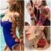 Yazhiji Large Flowers Skull Waterproof Temporary Tattoos - Realistic Tiger Wolf Bird Designs for Women, Girls, Kids & Adults - Buy Online on SooperMarket.com