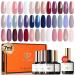 Modelones Gel Nail Polish Kit 20 Colors Nude Gel Polish Set White Glitter Pink Navy Blue Chameleon with Glitter Glossy&Matte Top Base Coat Nails Art Starter Manicure Home DIY Gifts Pink Blue