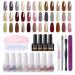 Clou Beaute 8ml18 Colors Gel Nail Polish Set Soak Off UV LED With UV Light Nail Lamp Base Top Matte Reinforce Gel Nail Art Varnish Gift Box Set Pack of 27PCS Gel Polish Set Starter Kit S22-02 CB-S22-02