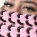 Geeneiya Lashes Fox Eye Eyelashes Fluffy Mink Lashes That Look Like Extensions 8D Cat Eye 10 Pairs Long False Eyelashes for All Eye Shapes - 17mm Angel Wing_17mm Mink