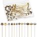 60 Pieces Jewelry Flower Beads Ball Needles Classical Flower Long Head Pins with Clear Box for Jewelry Making Earring Bracelet  3 Colors (Classic Style)