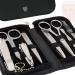 Buy Premium 8-Piece Manicure Set for Men | Three Swords Nail Care Set in Real Leather Case - Includes Beard Scissors Nail Clippers Tweezers & More - Black - Buy Online on SooperMarket.com