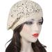 ZLYC Handmade Cotton Slouchy Crochet Beret with Cutout Floral Design - Plain Beige Women's Beanie Hat - Buy Online on SooperMarket.com