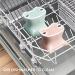 Navaris Raised Ceramic Cat Bowls (Set of 2) - Elevated Food and Water Bowl Pack for Cats - Cute Kitty Shaped Dishes with Ears - Dishwasher Safe - Green/Peach - Buy Online on SooperMarket.com