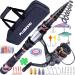 PLUSINNO Fishing Rod and Reel Combos - Carbon Fiber Telescopic Fishing Pole - Spinning Reel 12 +1 Shielded Bearings Stainless Steel BB X-Full Kit With Carrier Bag 2.7M 8.86FT