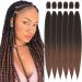Xusuperb Pre Stretched Braiding Hair Ombre Brown 26 inch Easy Braids Extensions Black Chestnut Brown Kanecalon Kunsthaar 6 Packs Soft Yaki-Textur braids Hair extensions (T1B/30#) 66 cm (6 Pack) T1B/30#