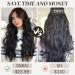 KooKaStyle Long Wavy Clip-In Synthetic Hair Extensions 20 Inch Black - 4PCS Thick Double Weft Hairpieces for Women - Buy Online on SooperMarket.com
