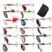 PLUSINNO Bass Fishing Lures 16pcs Spinner Baits Kit with Carry Bag - Trout Hard Metal Spinner Baits Set - Buy Online on SooperMarket.com