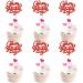 24 PCS Happy Galentines Day Cupcake Toppers Glitter Sweet Love Valentine Cupcake Picks for Valentine's Day Theme Birthday Party Cake Decorations Valentines Day Party Decorations Supplies