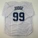 Facsimile Autographed Aaron Judge New York Pinstripe Reprint Laser Auto Baseball Jersey Size Men's XL