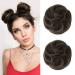 REECHO 2 PCS Mini Claw Clip in Messy & Cat Ears Hair Bun Extensions Wig Accessory Updo Hairpieces for Women Girls (Pack of 2-3.5" Wavy Ash Light Brown) Pack of 2 - 3.5" Wavy Ash Light Brown
