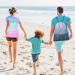 Nidoul Mesh Drawstring Beach Bag with Zipper Pocket - Pink Blue | Ideal for Swimming, Gym & Storage | Adult Kids - Buy Online on SooperMarket.com
