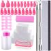 SIQUK Gel Nail Polish Remover Tools 20 Pcs Nail Clips 2 Pcs Nail File 2 Pcs Nail Cuticle Pusher and Cutter Set 600 Pcs Cotton Pads 1 Pc Nail Brush 1 Pc Grinding Block and a Pair Toe Separator Pink