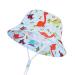 LANGZHEN Beach Sun Protection Hat for Baby Girls Adjustable Toddler Kids Hat Wide Brim Summer Play Hat with Chin Strap Colorful dinosaurs 2-4 Years