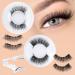 wiwoseo Magnetic Eyelashes Reusable Dual Magnetic Lashes without Eyeliner Natural Look Magnetic Eyelashes with Applicator Clear Band False Eyelashes No Glue Magnetic Lashes with Applicator (2 Pairs) B-15MM