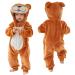 COOKY.D Baby Hooded Rompers Infant Winter Flannel Jumpsuit Pajamas 2-36 Months 24-30 Months Brown