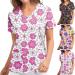 TUNUSKAT Women's Flower Nurse Uniform Fashion Print Short Sleeve Scrub Top - Red | XL - Buy Online on SooperMarket.com