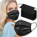Black Disposable Face Masks, 50 Pack Face Mask 3 Ply Disposable Masks.