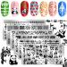 JSRQT 6 pieces nail art stamp plates mixed pattern nail stamping plates set sweet panda line flower leaves nail art stencil templates diy nail stencils for DIY art manicure