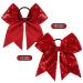 Whaline 8 Inch Glitter Red Jumbo Cheer Bows - 4 Pack | Large Cheerleading Hair Bows for Girls, Toddlers, Women - Elastic Ponytail Holder & Hair Accessories - Buy Online on SooperMarket.com