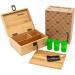 BAMBOX Stash Box with Rolling Tray, Smell Proof Containers and Black Card (Included). Wooden Stash Box with Lock Stores All Grinders, Papers, and Accessories