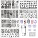 Jeewheet 6PCs Nail Schablone 1 Nail stamp 1 nail scrap with 4 replacement heads for nail art nail polish nail starter kit pattern flame 6PCS-B