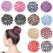 Hair Net Chignon 12 Bun Hairstyle Aid Fabric Knot Net with Glitter Rhinestones Hair Net Riding Tournament Set for Gymnastics Rhythmic Gymnastics Ballet Figure Skating
