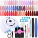 Lavender Violets 48 Pcs Gel Polish Set UV LED Nail Curing Lamp Dryers 54W Nail Lights With Nail Dotting Drawing Brush Pen Base Coat Matte & No Wipe Top Coat Autumn Colours Starter Kit Q975 Q973