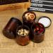 12 Pack 8 oz Amber Glass Jars with Lids - Round Empty Containers for Scrubs, Lotions, Cosmetics - Travel Storage Jar Set with White Liners, Black Lids, Labels, and Spatulas - Buy Online on SooperMarket.com