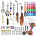 RechicGu Silver 134 Pcs Dreadlocks Loc Accessories 7 Chakras Crystal Copper Wire Wrapped Gemstone Feather Braids Dread Hair Beard Jewelry Decoration Tubes Beads Pendants Cross Moon with 66Feet Rope