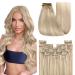 Youngsee Clip in Extensions Blond 35cm Real Hair Extensions Clip Ashblond with Blond Clip In Extensions Real Hair Highlight Clip Real Hair Extensions Clip In Hair Cycle Real Hair 120g 35 cm (7PCs) 1-Clip-3-#Ashblond with PlatinBlond