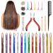 Xinzistar 14 Colors 2800 Strands Hair Tinsel Extension Kit Holographic Sparkle Hair Glitter Strands Rainbow Coloured Hair Extensions Fairy Dazzle Hair Extension for Festival Women Girls Kids Party