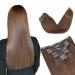 Vlasy Clip in Hair Extensions Human Hair 7 Pieces Copper Brown Clip in Hair Extensions Real Human Hair Seamless Straight Natural Thick Weft Human Hair Clip in Extensions for Women 8# 14 Inch(70 g) 14 Inch (70 g) 8# Copper Brown