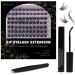 Individual Lashes Extension Kit 77 Wide-Stem 9-15mm Mix False Eyelashes with Lash Glue and Applicator DIY Soft Natural Portable Cluster Lashes Extensions Kit at Home/Outing(Mix 9-15mm W-7 Light Suit) 1 count (Pack of 1) W-7 Light Suit
