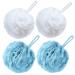 VANZAVANZU Bath Sponge Loofah Large 80g Shower Sponge Body Scrubber Mesh Pouf for Women and Men Set of 4 (Turquoise + White)