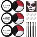 EBaokuup 3 Set Black White Red Face body Paint 3 Colors Clown Makeup Kit with Sponge and Brush Joker Face Body Paint for Halloween Cosplay Special Effect Makeup and Costume-Themed Party