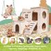Byzesty Wooden Hamster House - 7 Piece DIY Toy & Accessories for Guinea Pigs Dwarf Hamsters Chinchillas | Fun Roller Bridge Rocker & Swing - Buy Online on SooperMarket.com